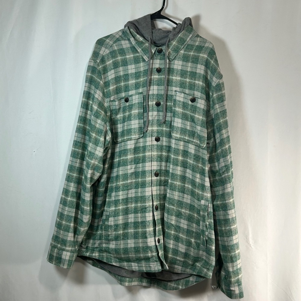 Buffalo David Bitton Plaid Flannel‎ Shirt Jacket with Hood Men's XXL NWT